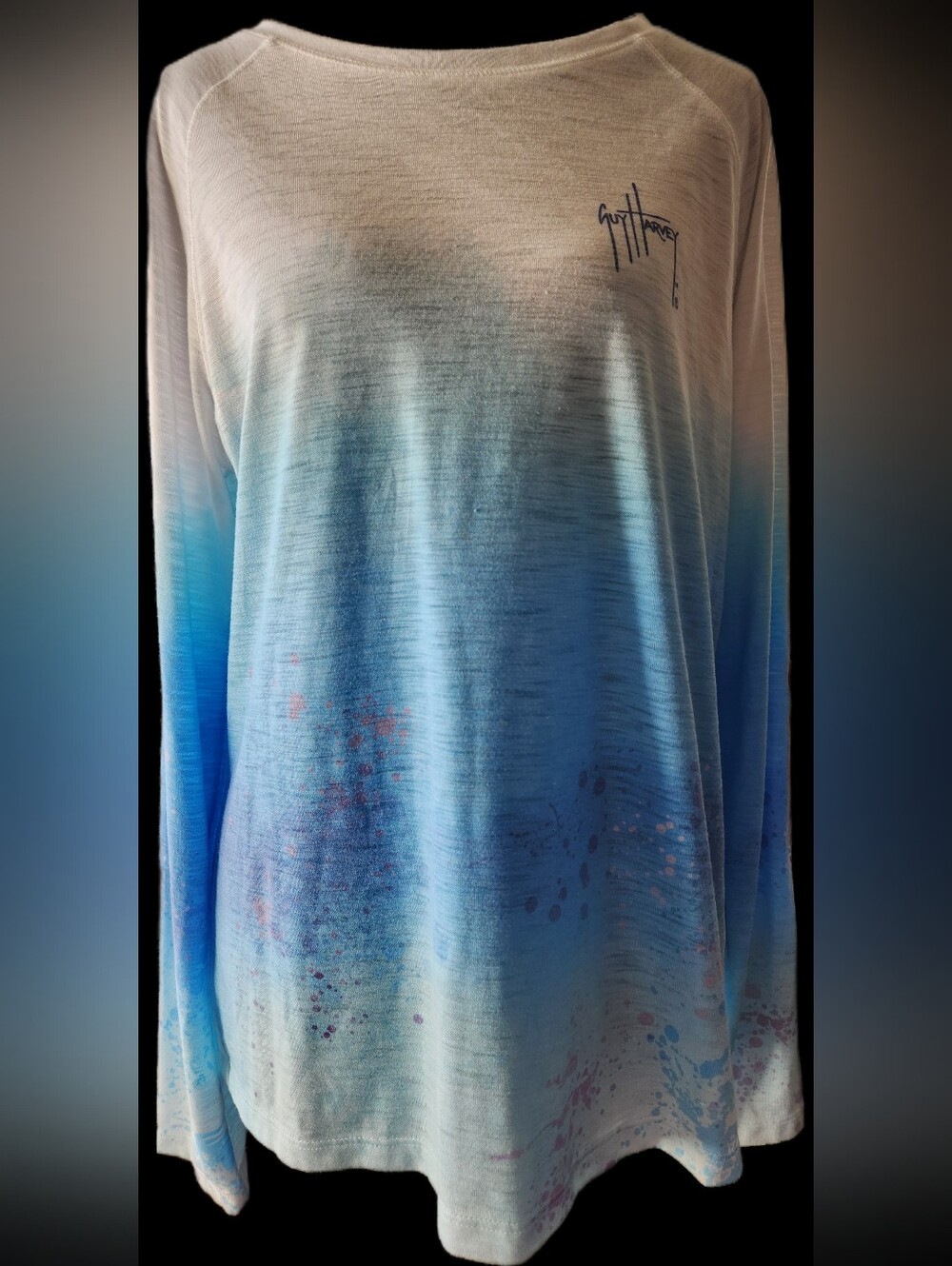 Womens Guy Harvey Long Sleeve Ombre Shirt Size Large
